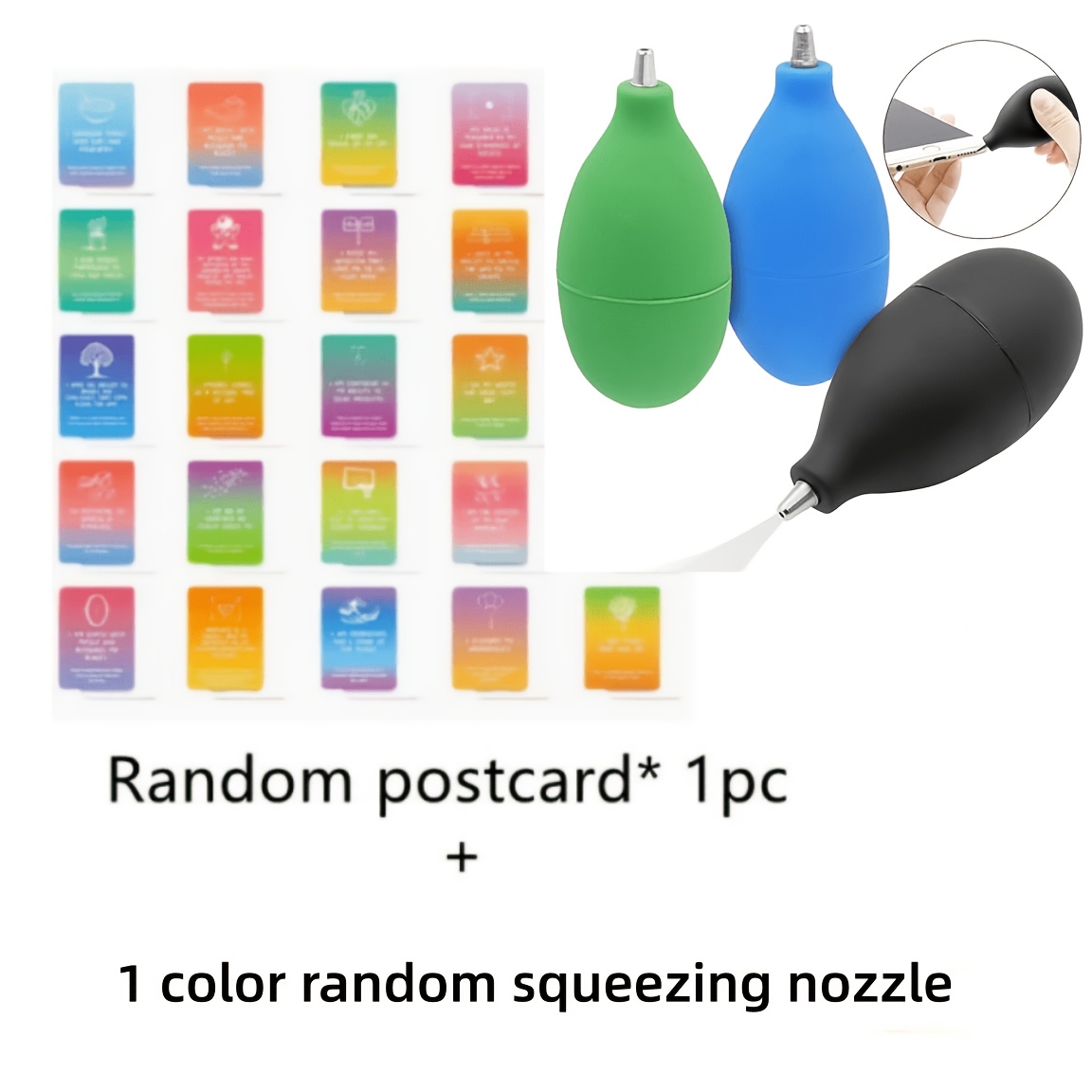 TEMU Random Color Portable Rubber Air Blower With Squeeze Nozzle - Dust Remover For Cleaning Camera Lenses, Watches, Mobile Phones, Keyboards, And