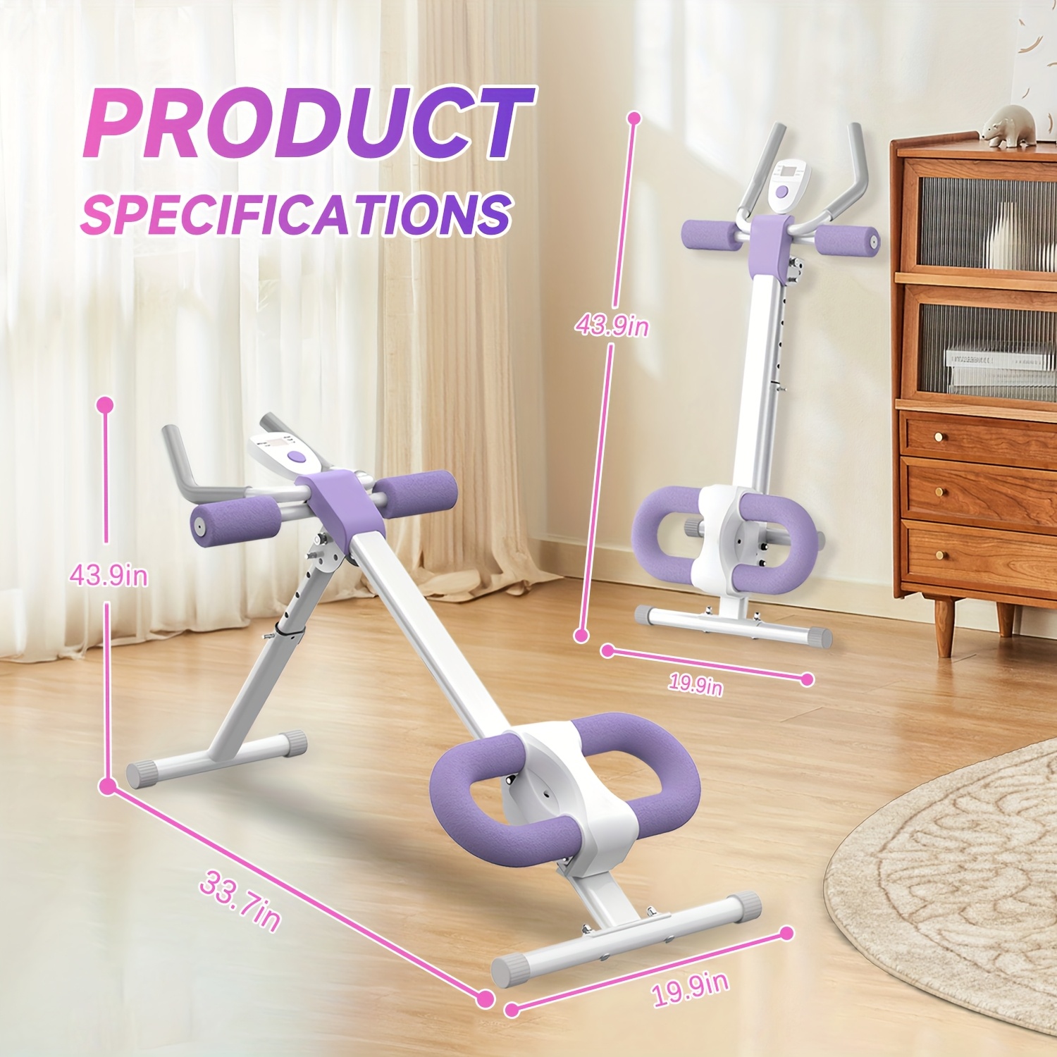 SRIFY Dual Hydraulic Rower, Foldable Squat Machine, Ab Trainer, With Resistance Bands, Quiet Cardio Machine, 6-in-1 Multi-Functional Full-Body Strength Training Equipment For Core, Arms, Abs, Glutes, Legs, Shoulders, Home Gym Low-Impact Excerise, Without Battery