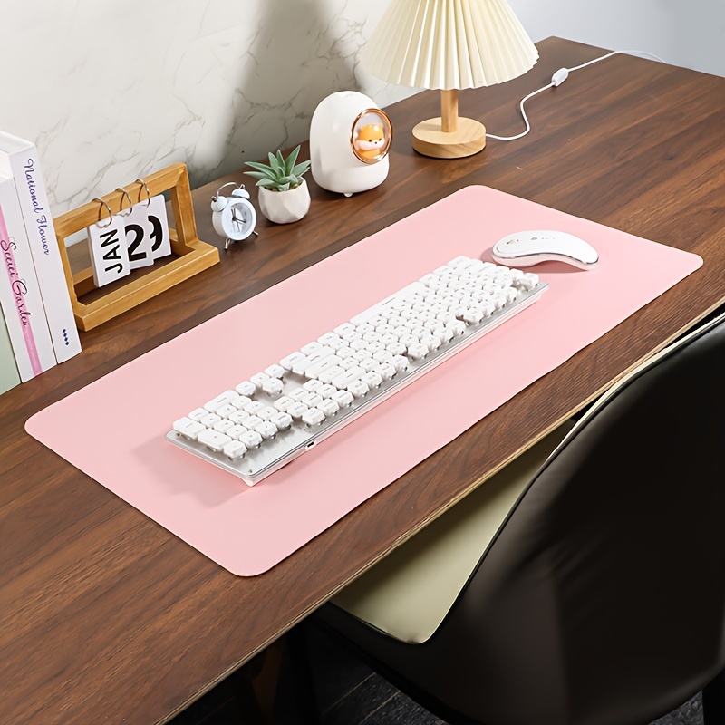 

Large Pink Pu Leather Desk Pad & Blotter With Non-slip Suede Bottom - Waterproof, Easy-to-clean Office Desk Mat For Gaming And Work