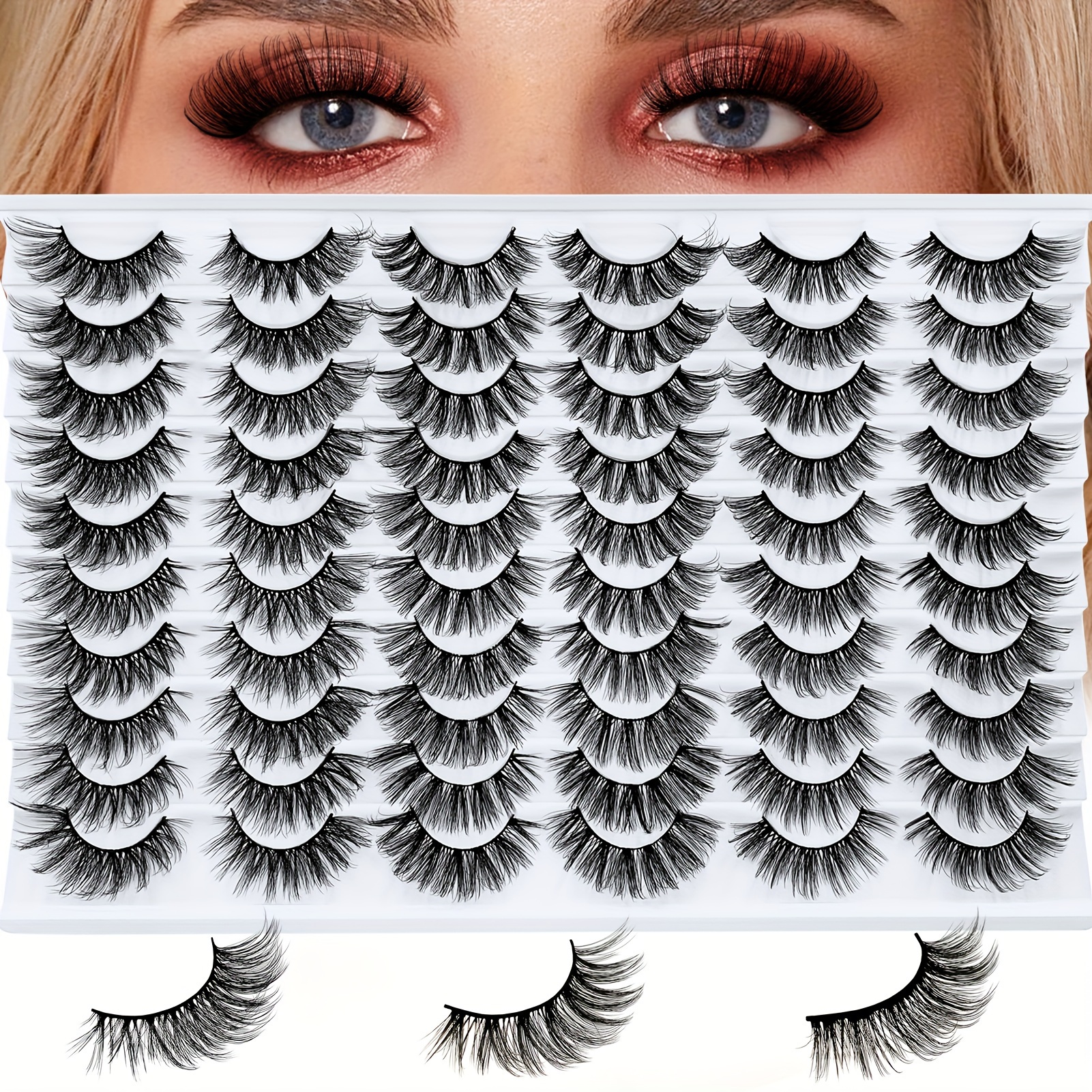 30 pairs of black false eyelashes styles thick curly eyelashes cat eye fluffy lashes for daily party makeup details 5