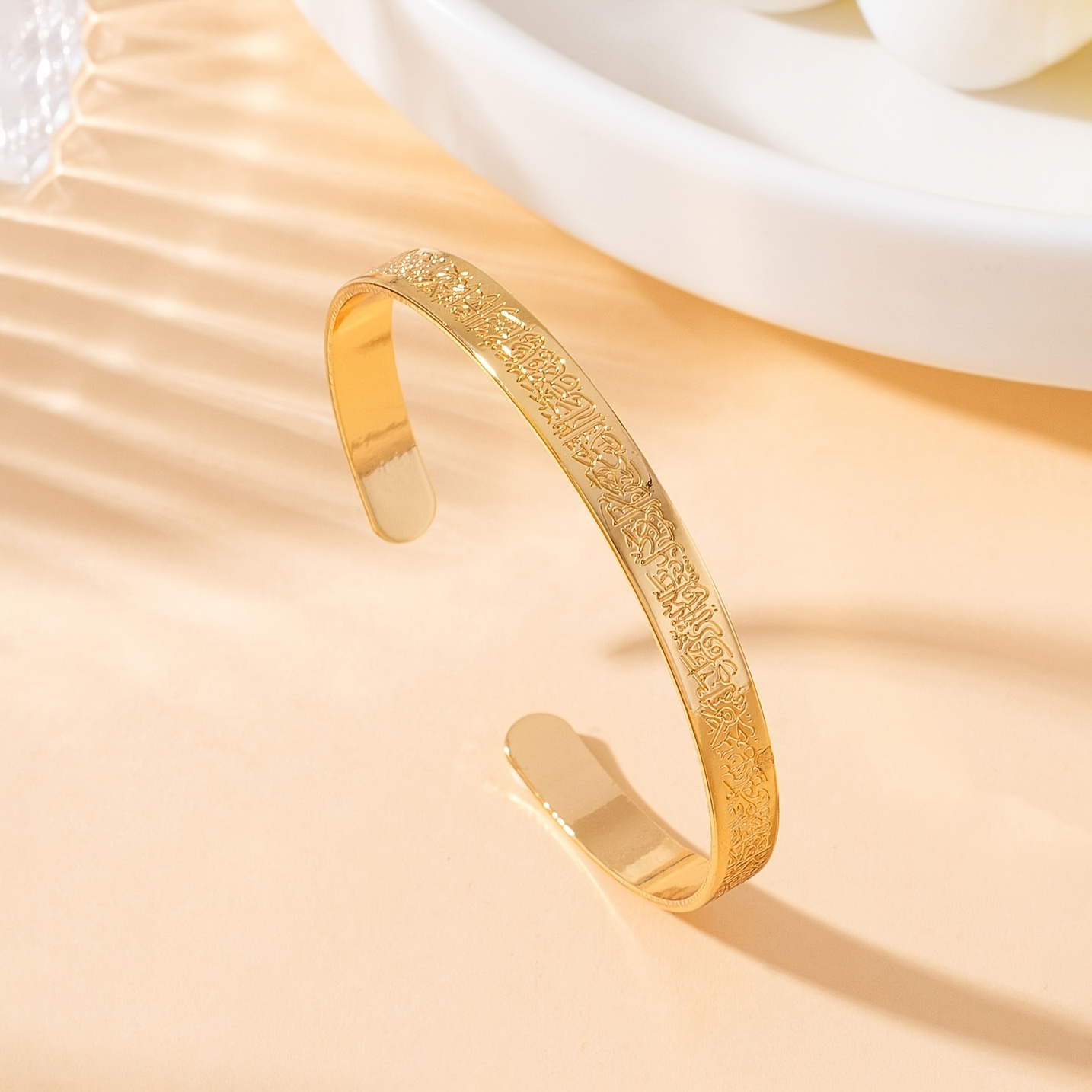 Women's Golden Relief Scripture Opening Bracelet, Minimalist Luxurious