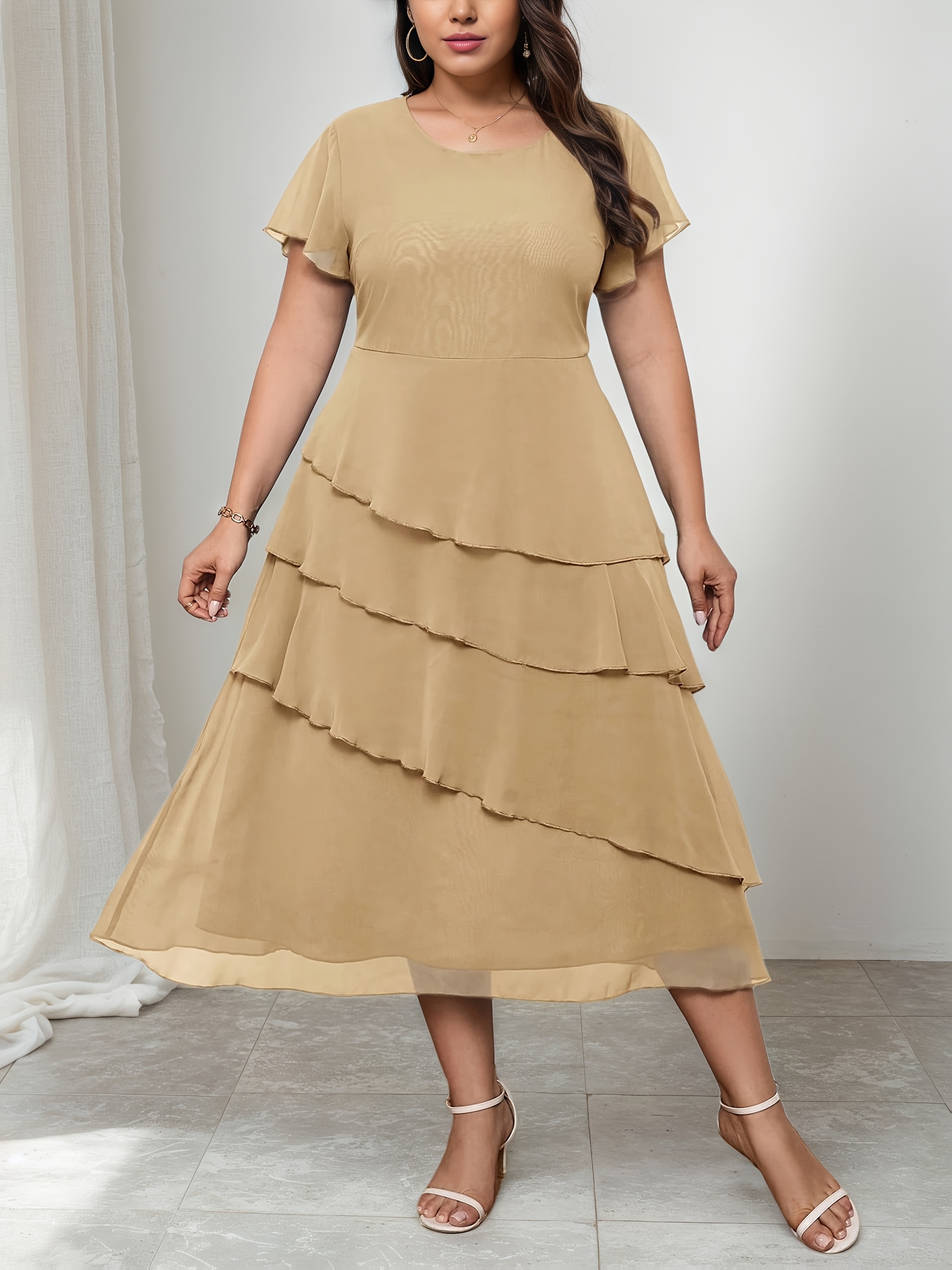 Plus Size plus size womens plus size summer dress casual crew neck - Temu