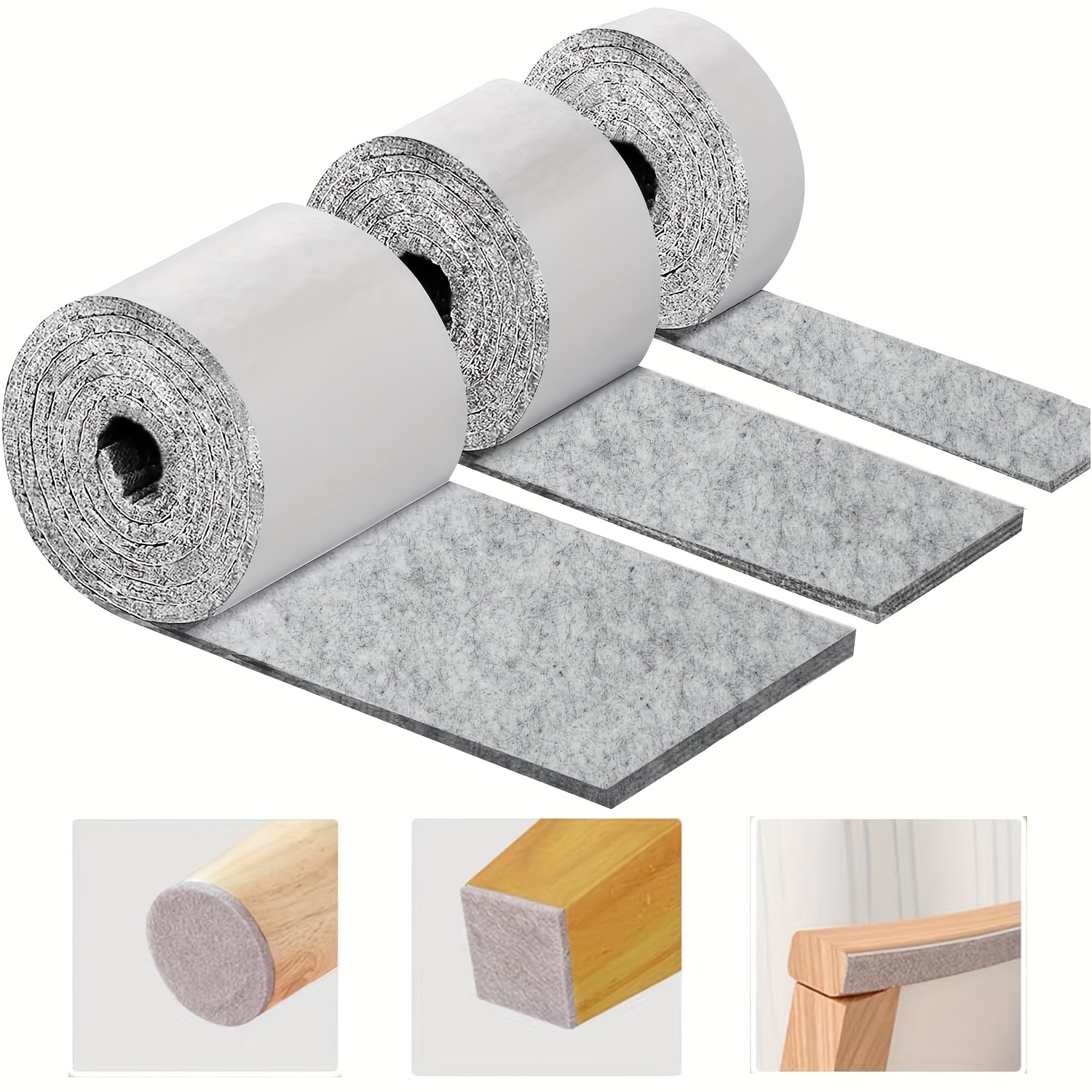 

Self-adhesive Felt Furniture Pads Roll, Multi-use Floor Protector Pad For Hardwood, Durable Scratch Prevention Strips For Cabinets, Tables, Chairs, Craft - Other Material, Metal Finish Type