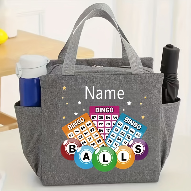 TEMU Personalized Bingo Game Tote Bag - Custom Name Bingo Bag, Women's Handbag, Lightweight Zip Storage Bag Suitable For Men And Women, Perfect For