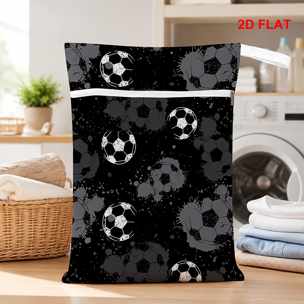 TEMU Borsa per bucato con chiusura a cerniera, stile grunge retr簷 con schizzi di calcio - e portatile per panni sporchi, adatta per casa, dormitorio,