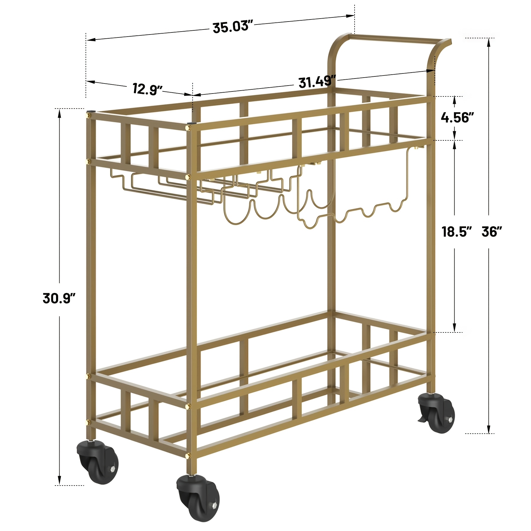 Compact Two-Tier Wine Cart for Home Use, Featuring Mirrored Shelves, Wine Racks, And a Glass Holder, Ideal for Dining Rooms, Living Rooms, And Parties