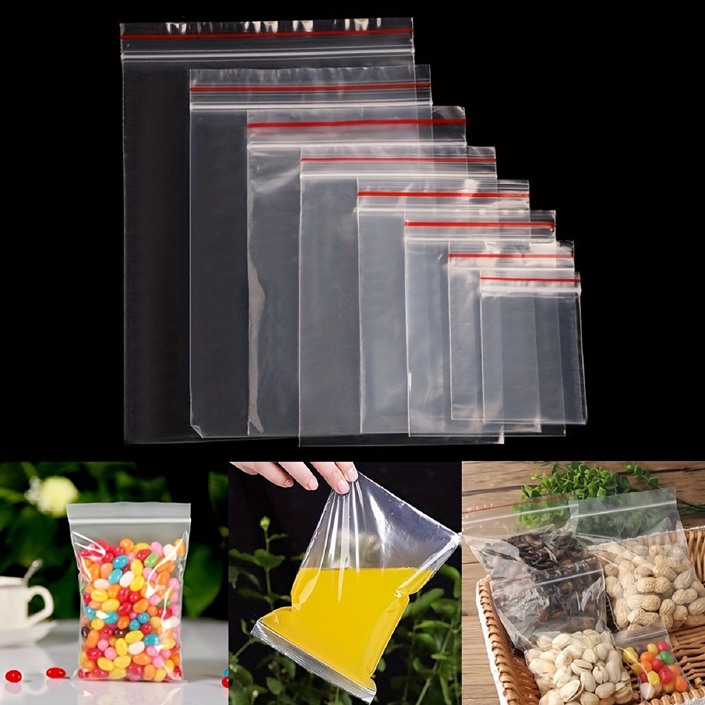 

100pcs Contemporary Style Clear Plastic Resealable Cellophane Zip Lock Bags With Seal For Storage And Organization