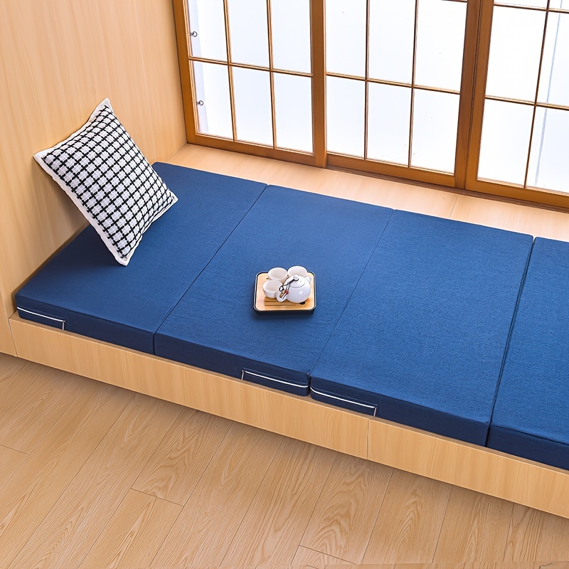 2pcs four fold memory foam mattress 1 mattress 1 mattress cover japanese style tatami folding sponge mattress with collapsible and washable cover travel and guest mat blue