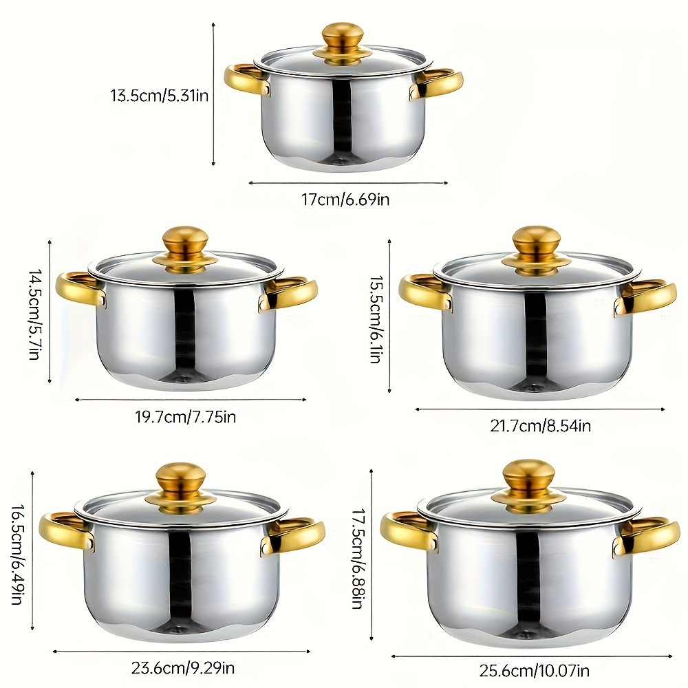 TEMU Taufikt 10pcss Stainless Steel Cookware Set With Lids, 10pcss Cookware Set, Cooking Pots, Stockpots, Cookware Sets With Lids, Cookware Sets,