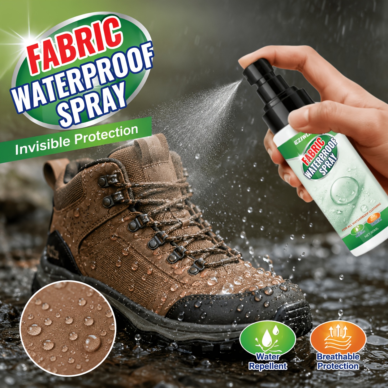 shoe and boot waterproof spray     an invisible protective layer     and moisture   preventing stains from adhering to the  