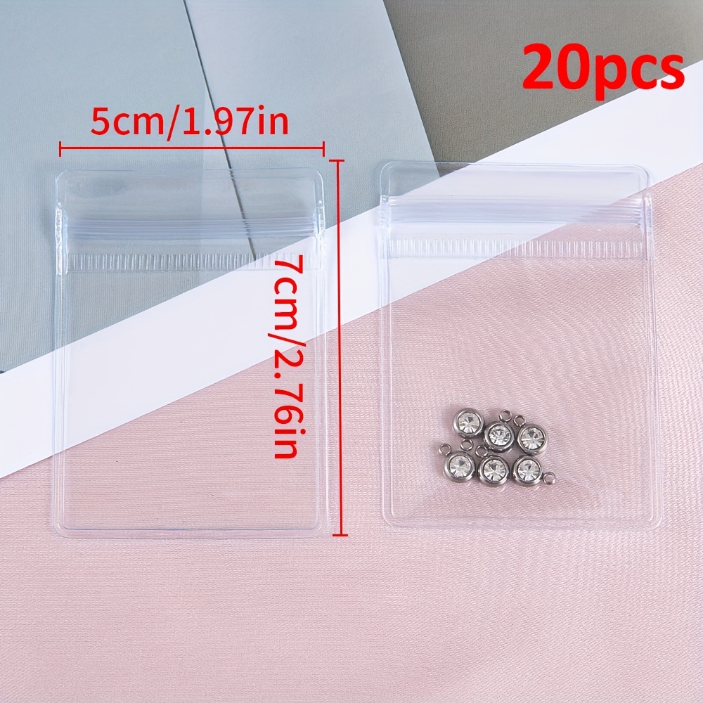 TEMU 20 Bolsas Transparentes con Cierre Hermético, Bolsas con Cremallera Gruesas para Empaque de Joyería DIY, Exhibición y Regalos
