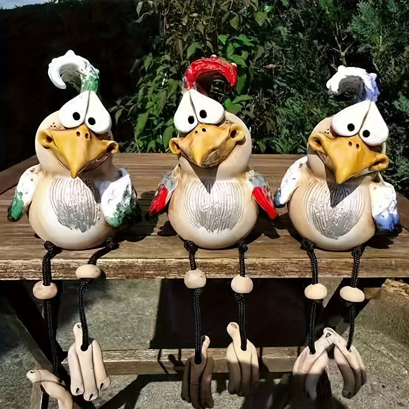 

3 P Cs Funny Chicken Fence Decoration Statues Funny, Waterproof As A Gift For Children And Also Suitable For Patio, Garden, Balcony Ornaments;