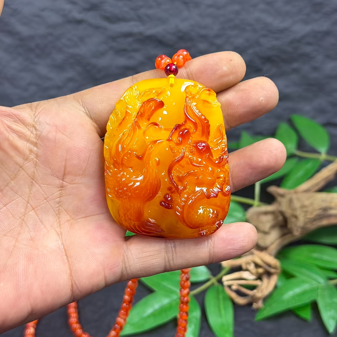 Exquisite Re-waxed Dragon and Phoenix Pendant Necklace