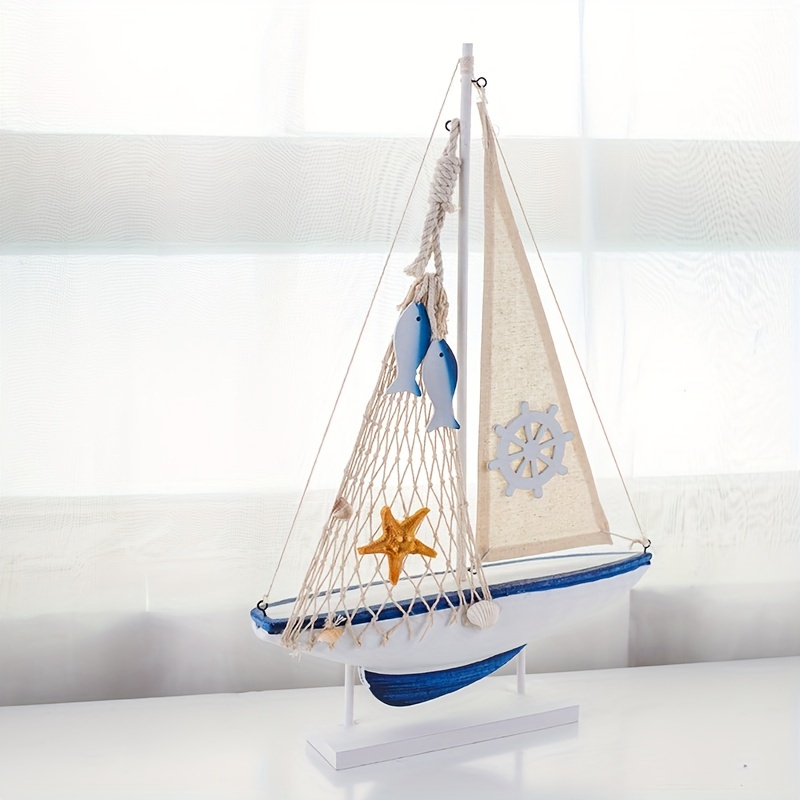 1pc nautical sailboat model mediterranean style wooden ship creative home decor good luck sea vessel display birthday housewarming gift