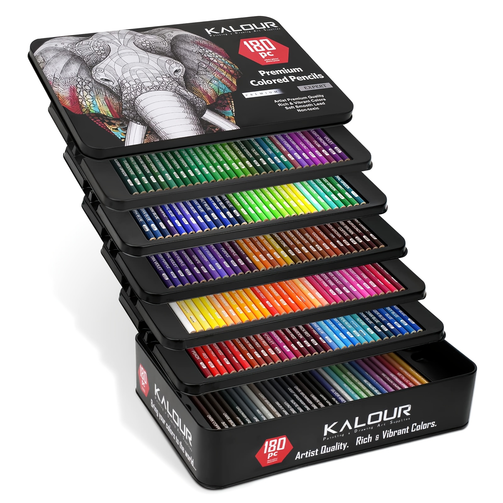 Image of 180/260-color Wax-based Colored Pencils, Supplies For Adult Coloring & Drawing, Smooth Writing & Cores, Ideal Gift For Artists, For Professional Artistic Use
