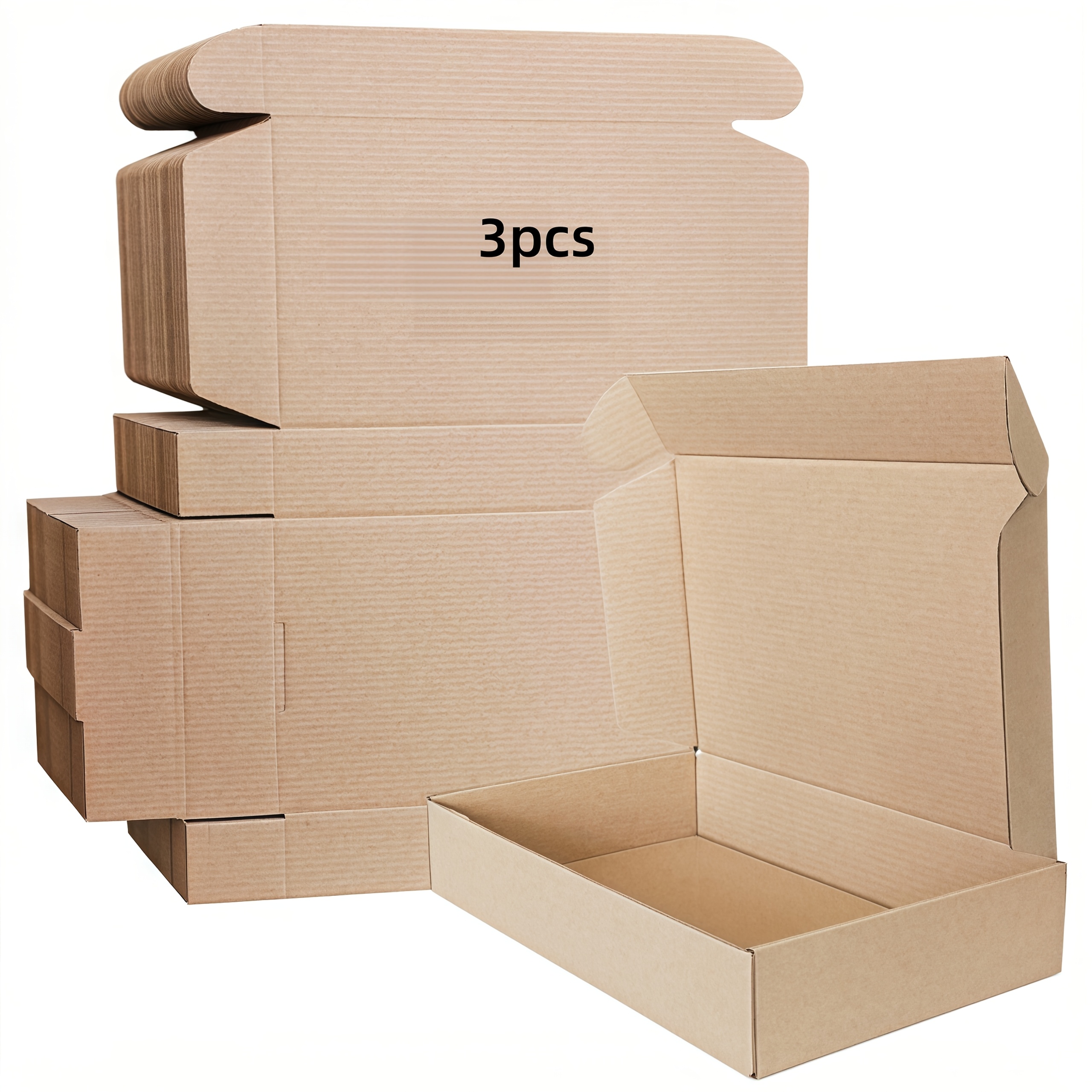 TEMU Lot de 3 boîtes d'expédition ondulées 8.66X5.5X1.97In, noires, blanches, roses, marron, pliables, en carton, boîtes d'emballage cadeau pour