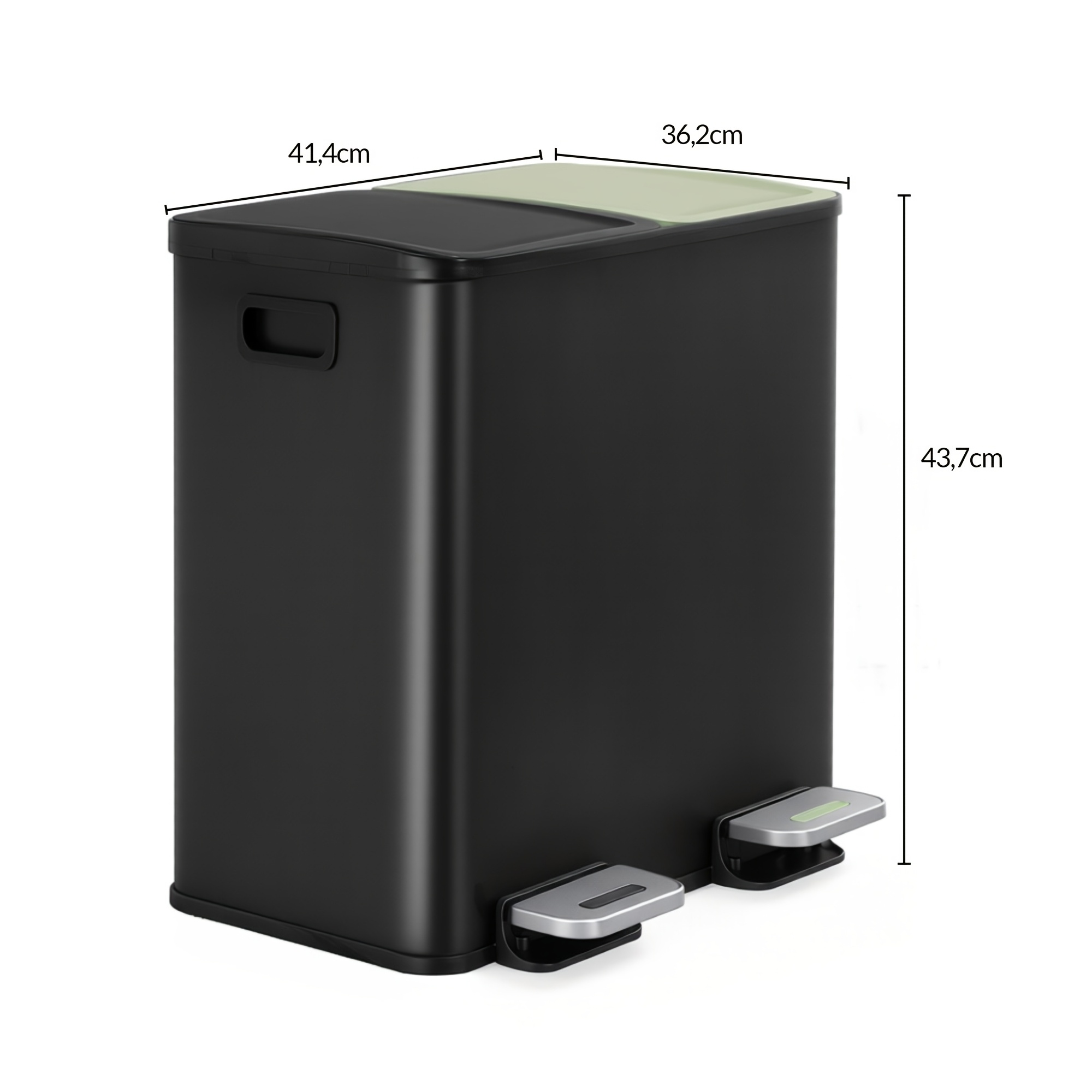 Image of Stainless Steel Foot-operated Recycling Bin, 30 ( 15-liter Bins), With A , Quiet, Lid, With 15 Garbage Bags, Large Capacity For Separating Wet And Dry Waste.