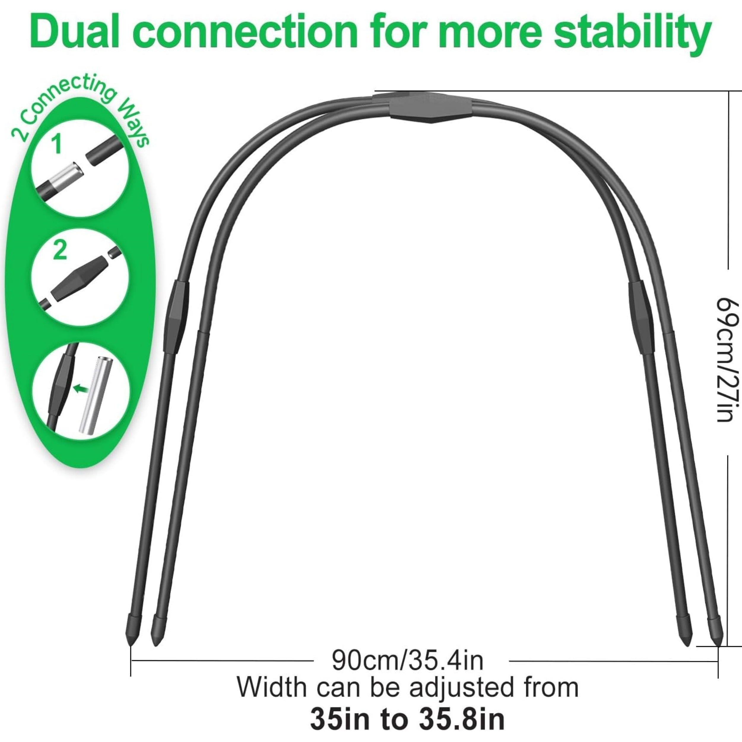 8pcs Garden Hoops For Raised Beds, Greenhouse Hoops For Row Cover Garden Netting, Rust-Free Garden Tunnel, Reuseable Gardening Supplies For Plants