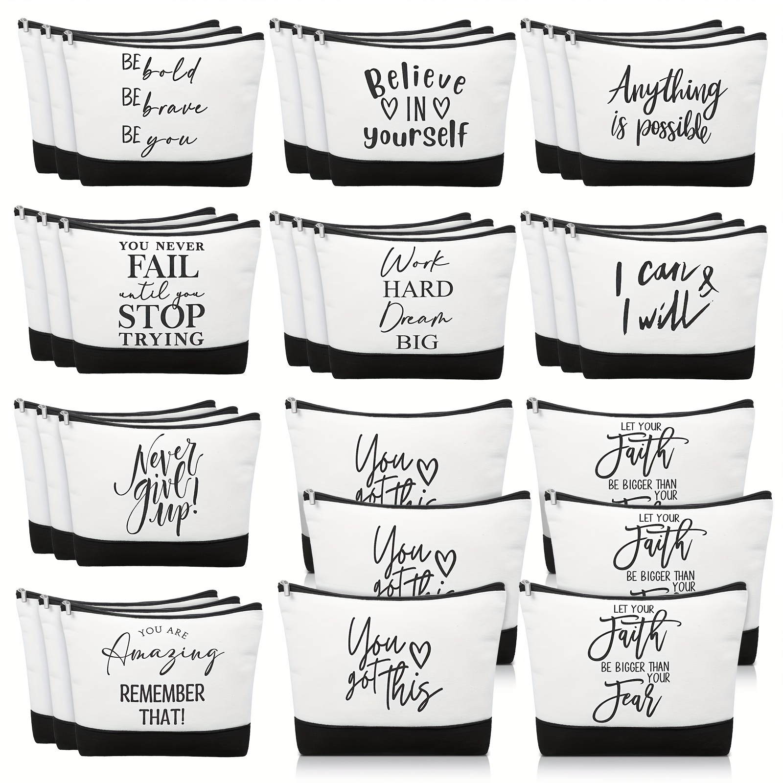 

30pcs Christmas Employee Inspirational Gifts For Women Make Up Bags Bulk Gifts Cosmetic Bags Appreciation Black White Cosmetic Pouch With Zipper Gift