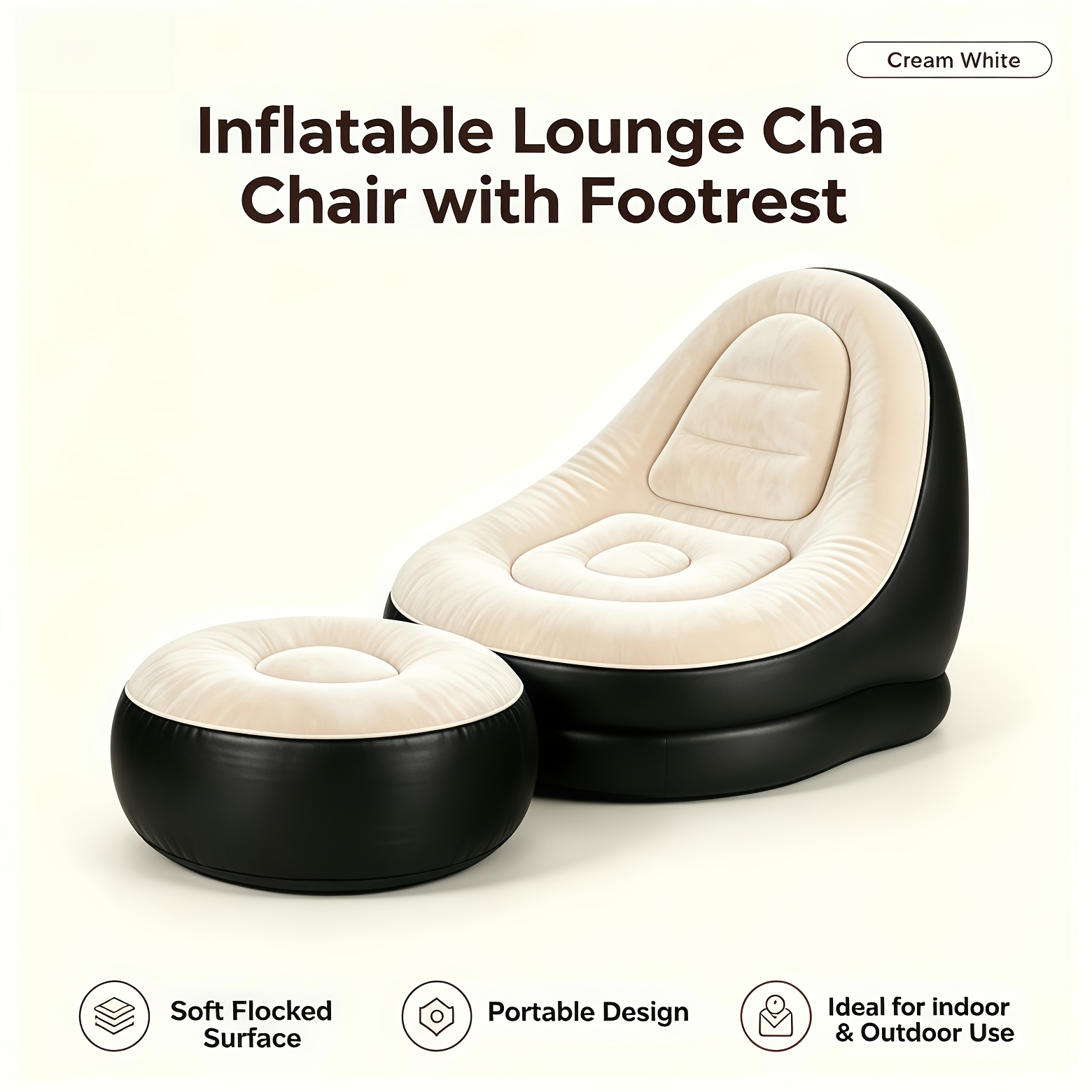 Image of Inflatable Sofa For Indoor And Outdoor Use, Air-filled Couch With Footrest, Portable Couch, Casual Recliner For Adults, Relaxation Sofa Bed For Home, Outdoor Camping Sofa Bed, , Ideal For Camping