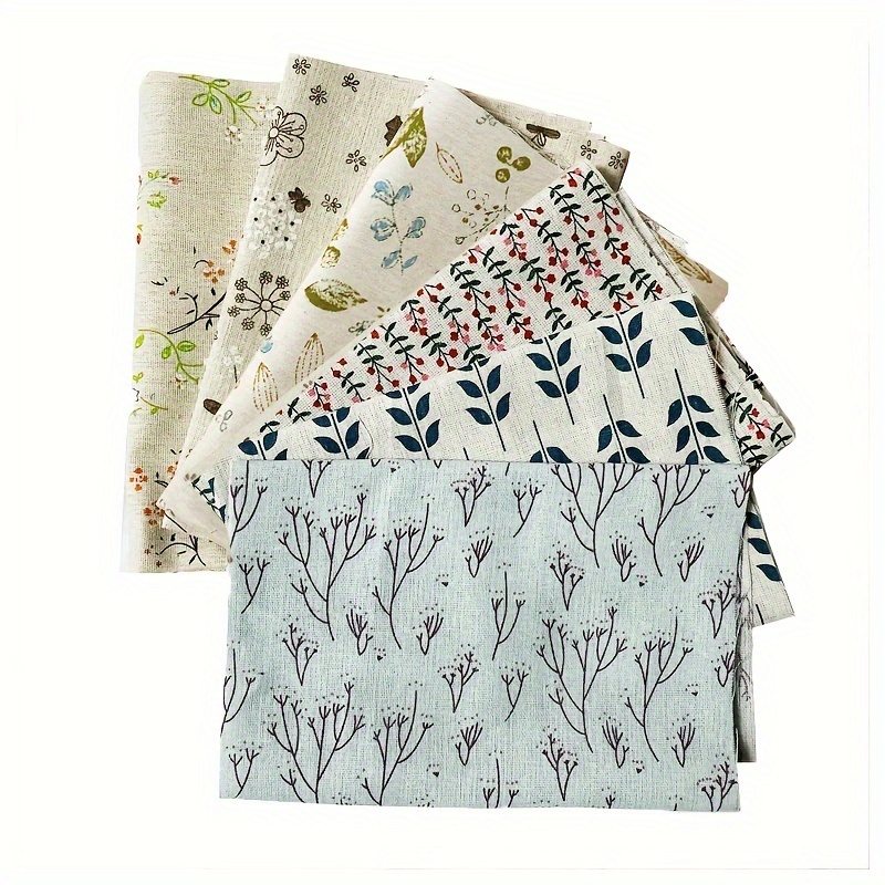 6pcs 50x50cm Botanical Series Linen Fabric Tablecloth, Pillow Cushion Handmade Fabric