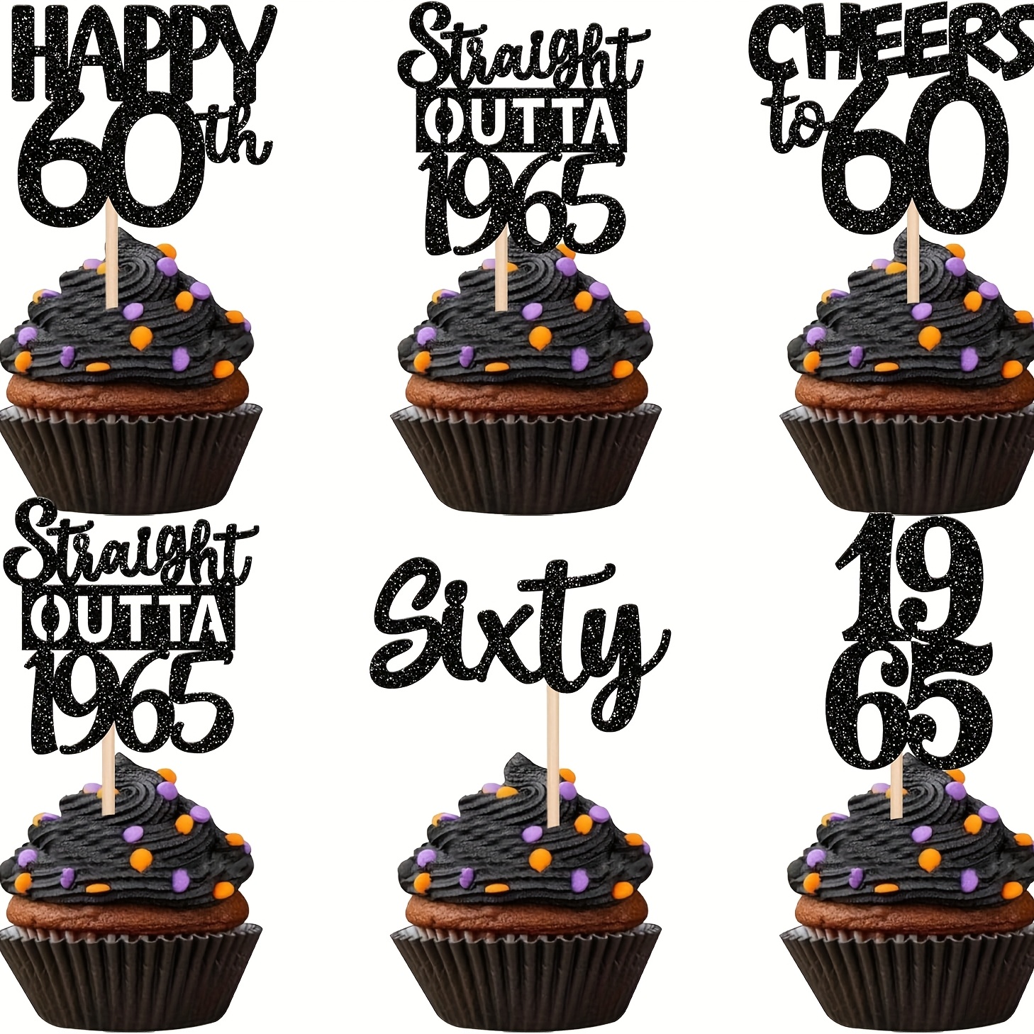 Limited Edition 1965 Cake Topper - '60 & Fabulous' Handmade Gold Glitter 60th Birthday Decoration