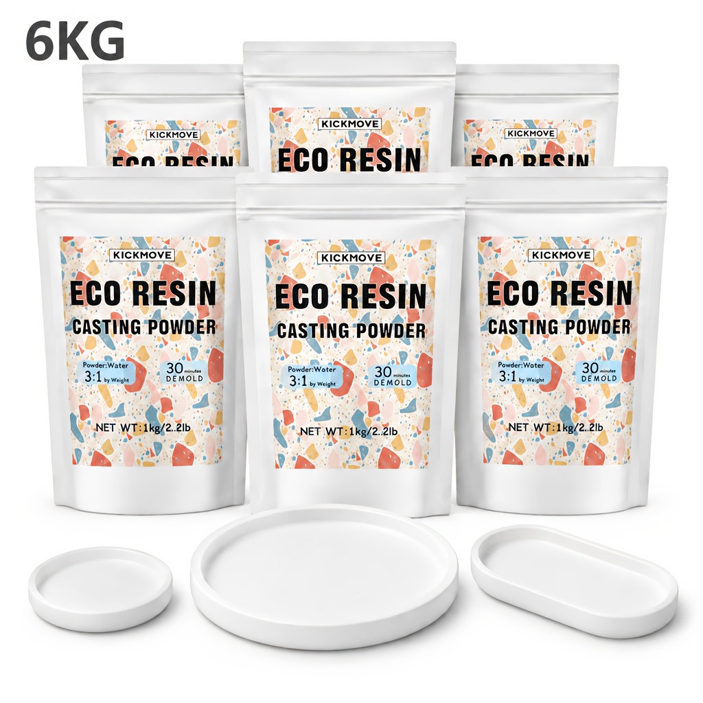 TEMU Poudre de moulage en résine, 6 paquets de 1Kg (6Kg au total), ratio de mélange 3:1, poudre de moulage et de revêtement, démoulage en , pour