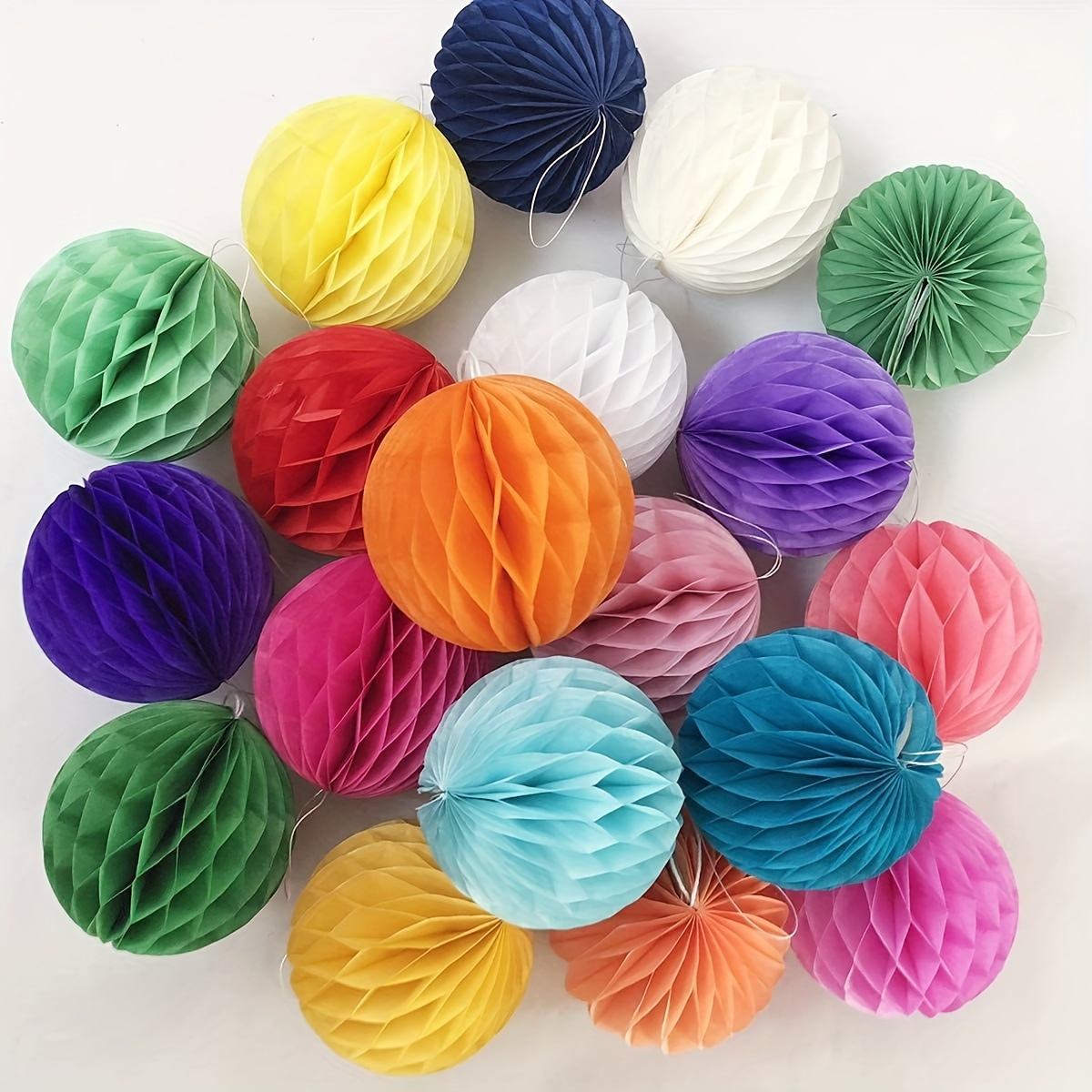 

10pcs Honeycomb Flower Balls - 4inch Tissue Paper Pom Poms Decoration For Birthday, Wedding, Home Decor - Assorted Colors