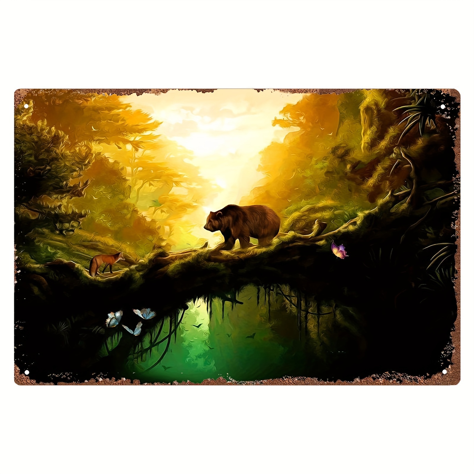 Metall-Wanddekor Set (Bär, Wolf, Adler) – 3-teilig, Je Ca. 22,9 Cm, Rustikale Wald-Deko