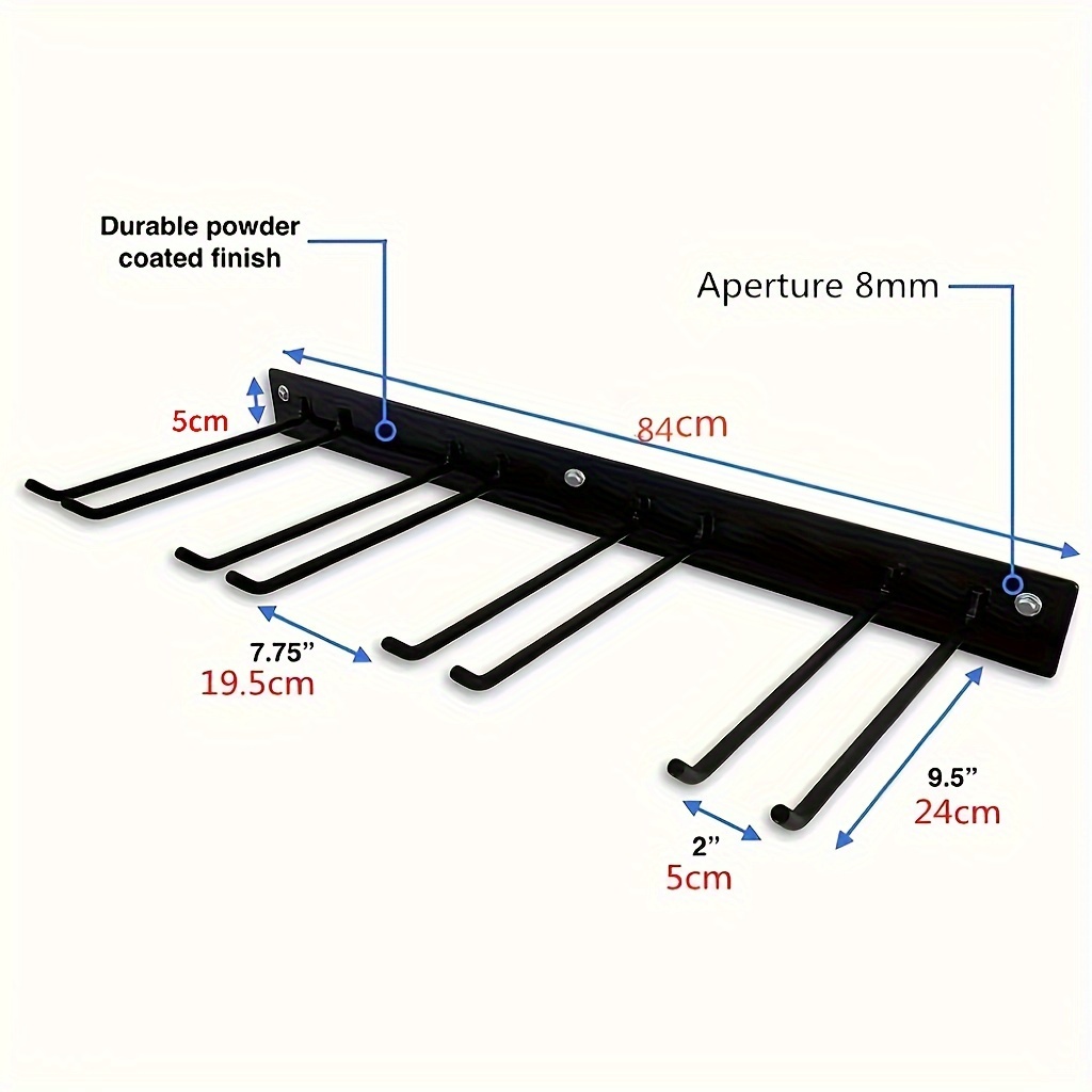 TEMU Heavy-duty Wall-mounted Iron Tool Rack - Powder-coated, Floating Design For Handheld & Power Tools And Broom Storage