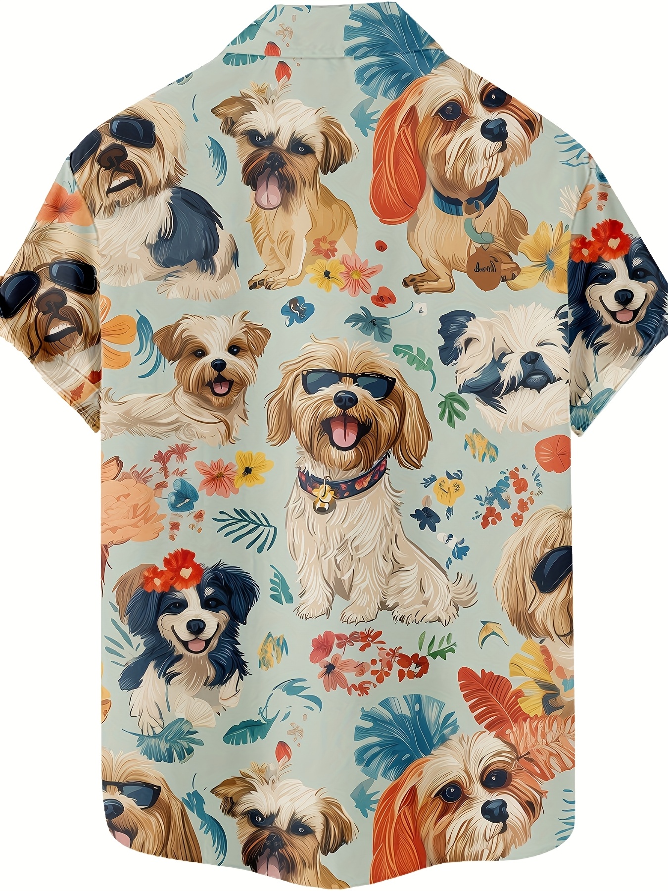Hawaii-Hundeshirt – Kurzärmlig, Weich & Atmungsaktiv, Mit Blattdruck & Reverskragen (Gr. S–XL)
