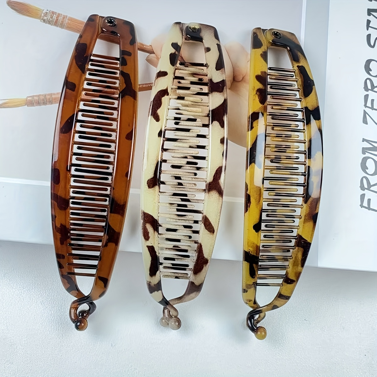 3pcs Large Curvy Hair Claw Banana Clip Vintage Easy Hair Claw Elegant Hair Additions
