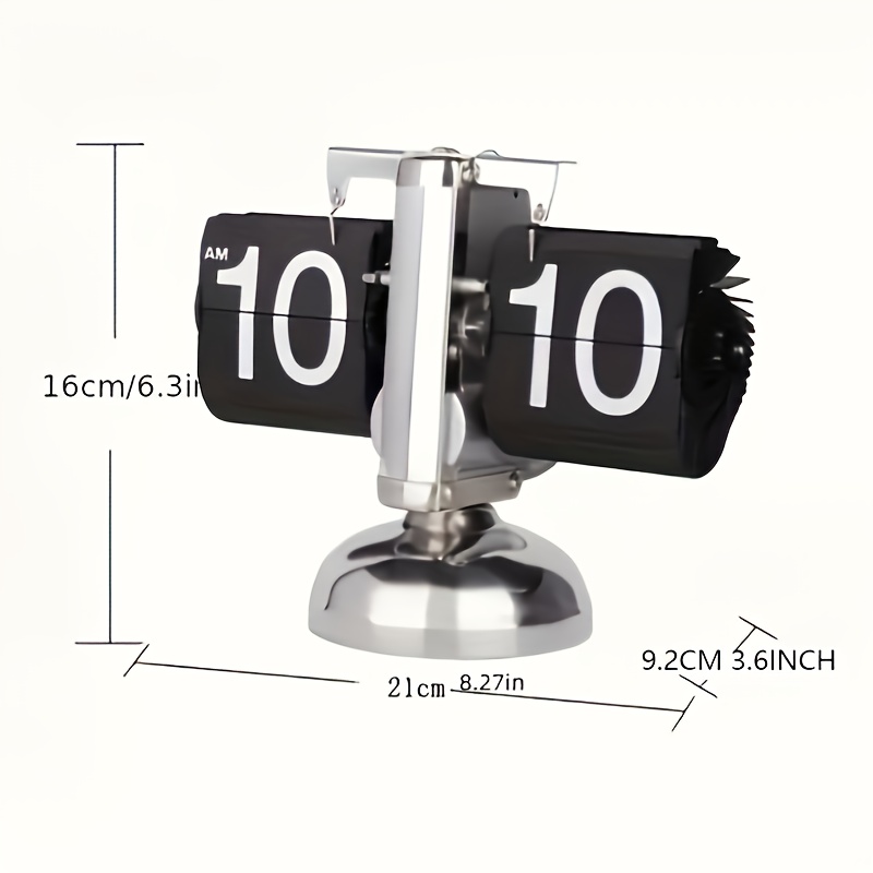 CLOCTECK Automatic Flip Page Clock - Retro -Look Quartz Movement, Self-Advancing Page Turner with Analog/ (No /), Stainless Steel Table Clock for Home Office, Desk, Shelf - Book-Themed Design