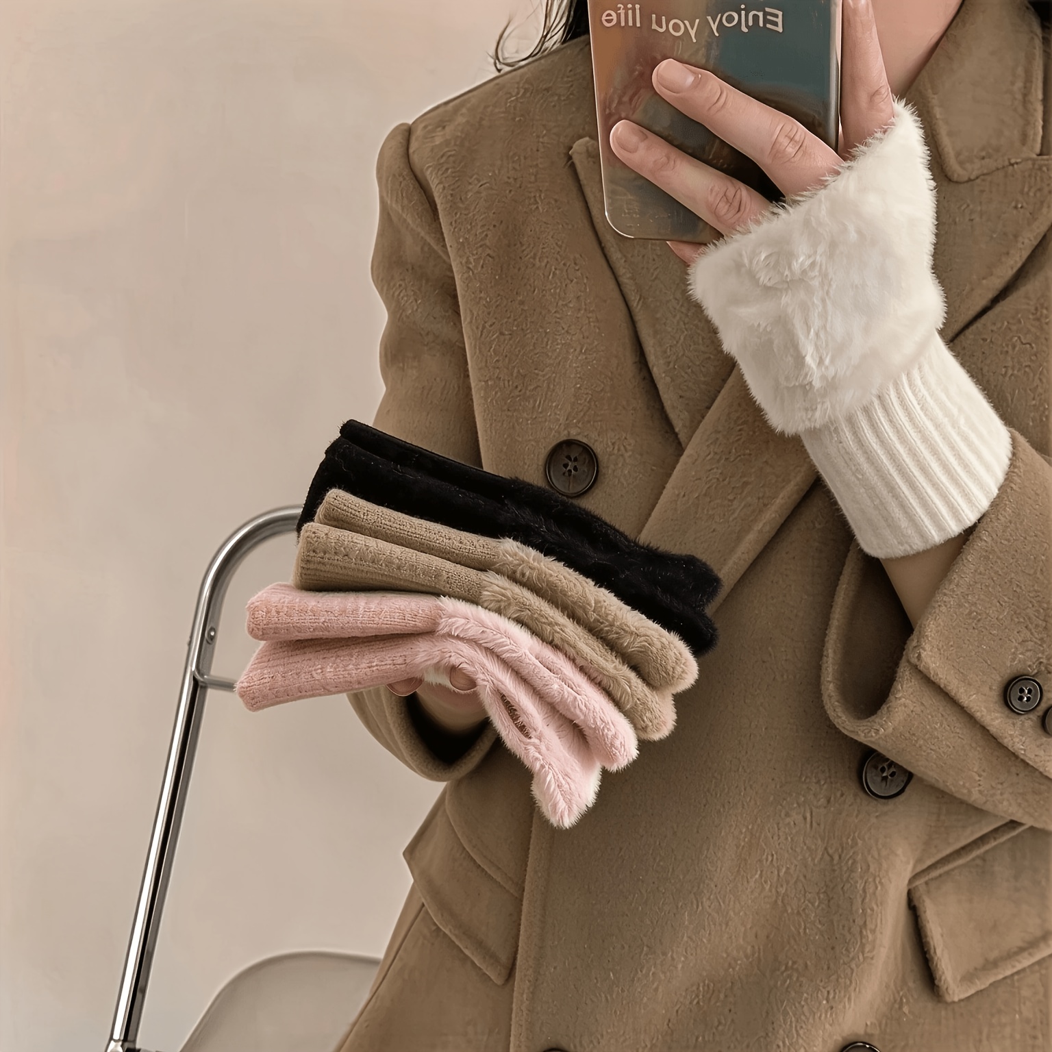 TEMU 4 Paires de Gants Chauds pour Femmes, Gants d'Hiver Épaissis Doigts