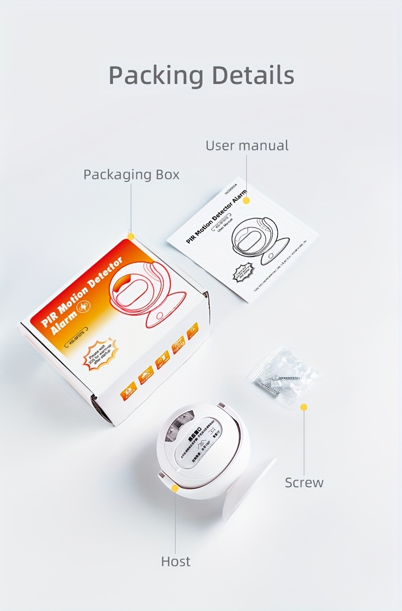 Sistema de Alarma de Seguridad Inalámbrico con Detector de Movimiento Infrarrojo y Timbre - Alimentado por Batería/USB de Doble Uso, Seguridad Inteligente para el Hogar con Alertas en Tiempo Real, Control Remoto