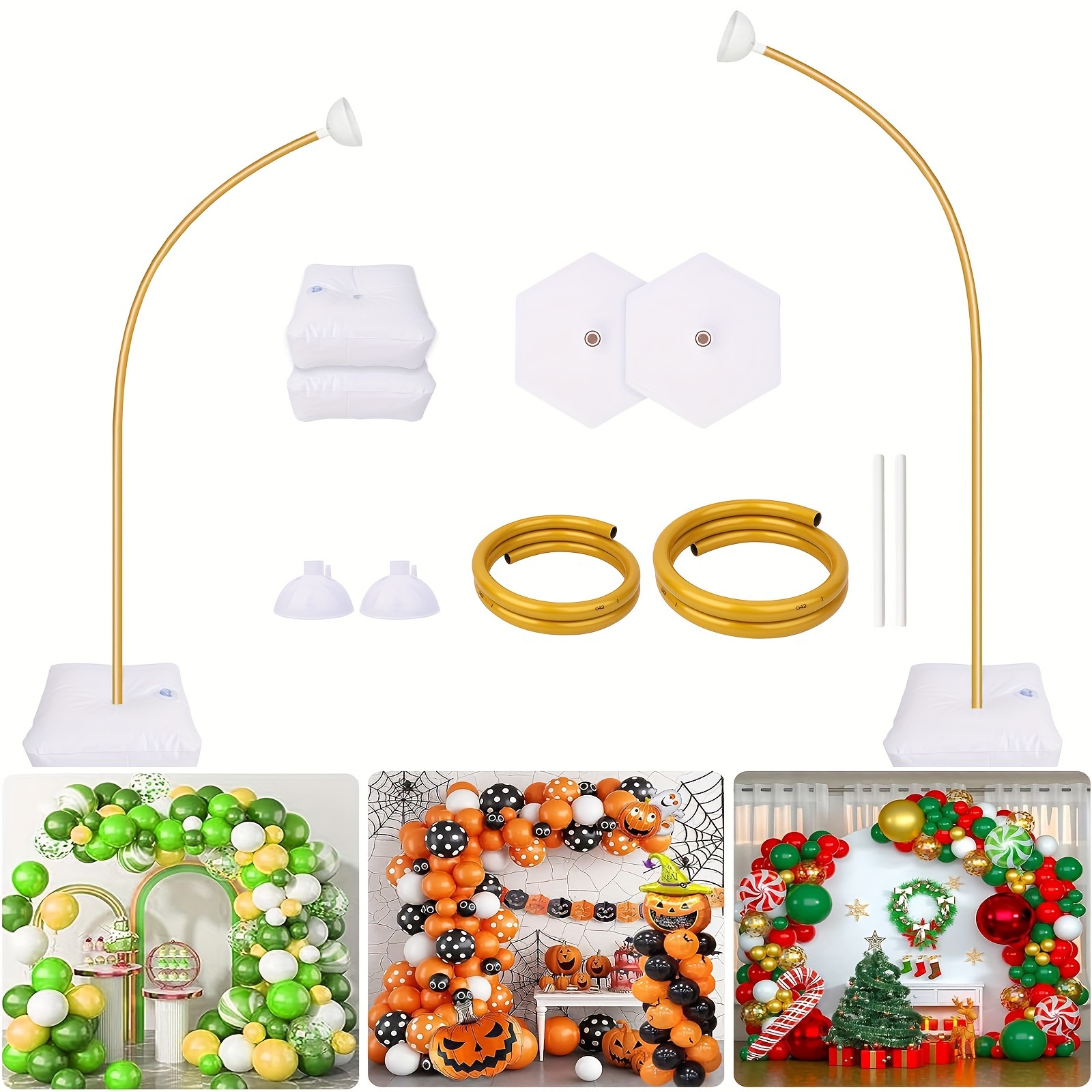 8ft & 5ft Stand Kit, Free Bending Balloon Arch Column, Half Arch Balloon Stand With Base For Wedding, Birthday, Baby Shower, Graduation, And More