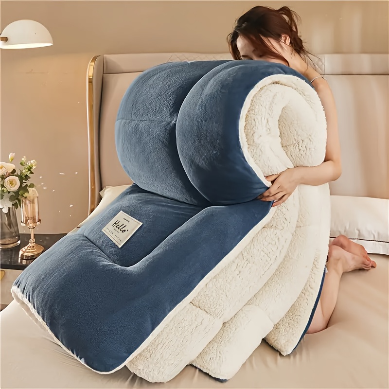 1pc   comforter   quilted   breathable box stitch solid color comforter machine washable bedroom warm autumn and winter comforter details 5