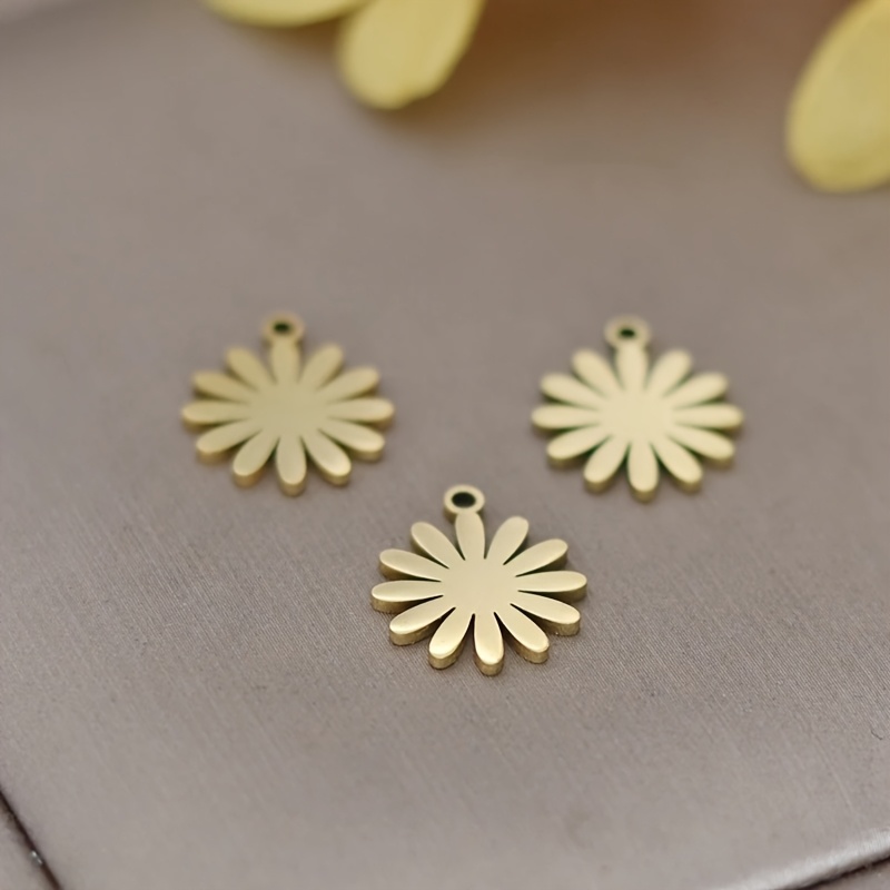 3pcs Sunflower Delicate Necklace Charms For Jewelry Making Bracelets Earrings Diy Craft Stainless Steel Pendant Flower Materials