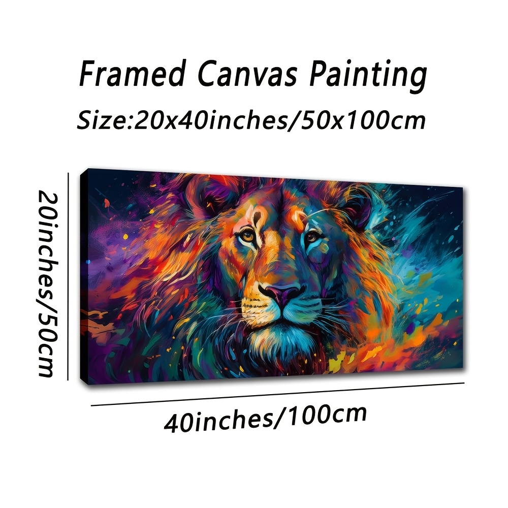 TEMU 1 Large Size Frame Lion Abstract Watercolor Abstract Series Canvas Painting Suitable For Office Hotel Bedroom Living Room And Other Decoration
