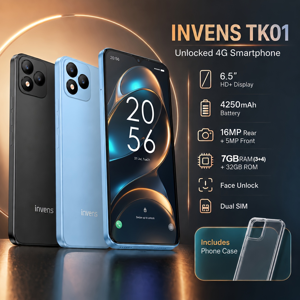 Image of Note Mobile Phone | 6.5"hd+ Display | 4250mah Battery | 7gb(3+4) +32gb Rom | 4g Lte | -core | 5mp+16mp | Smartphone | Face Recognition | Gps - With & Film |office Games Daily Use