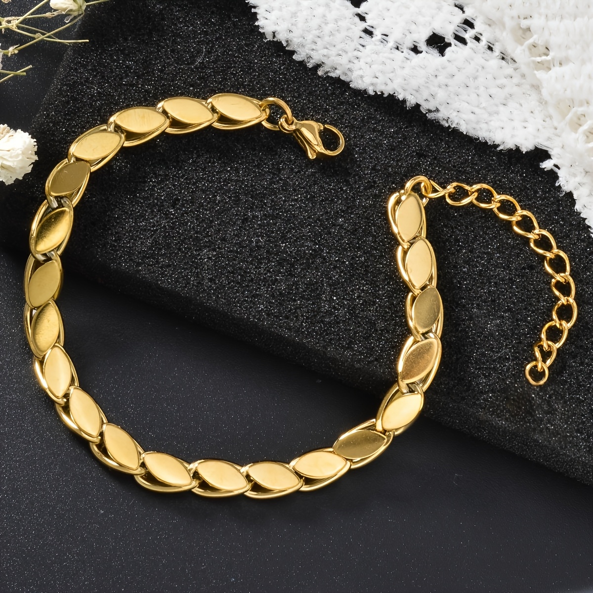 1pc Exquisite Bohemian Style Leaf Classic Stainless Steel Unisex Bracelet