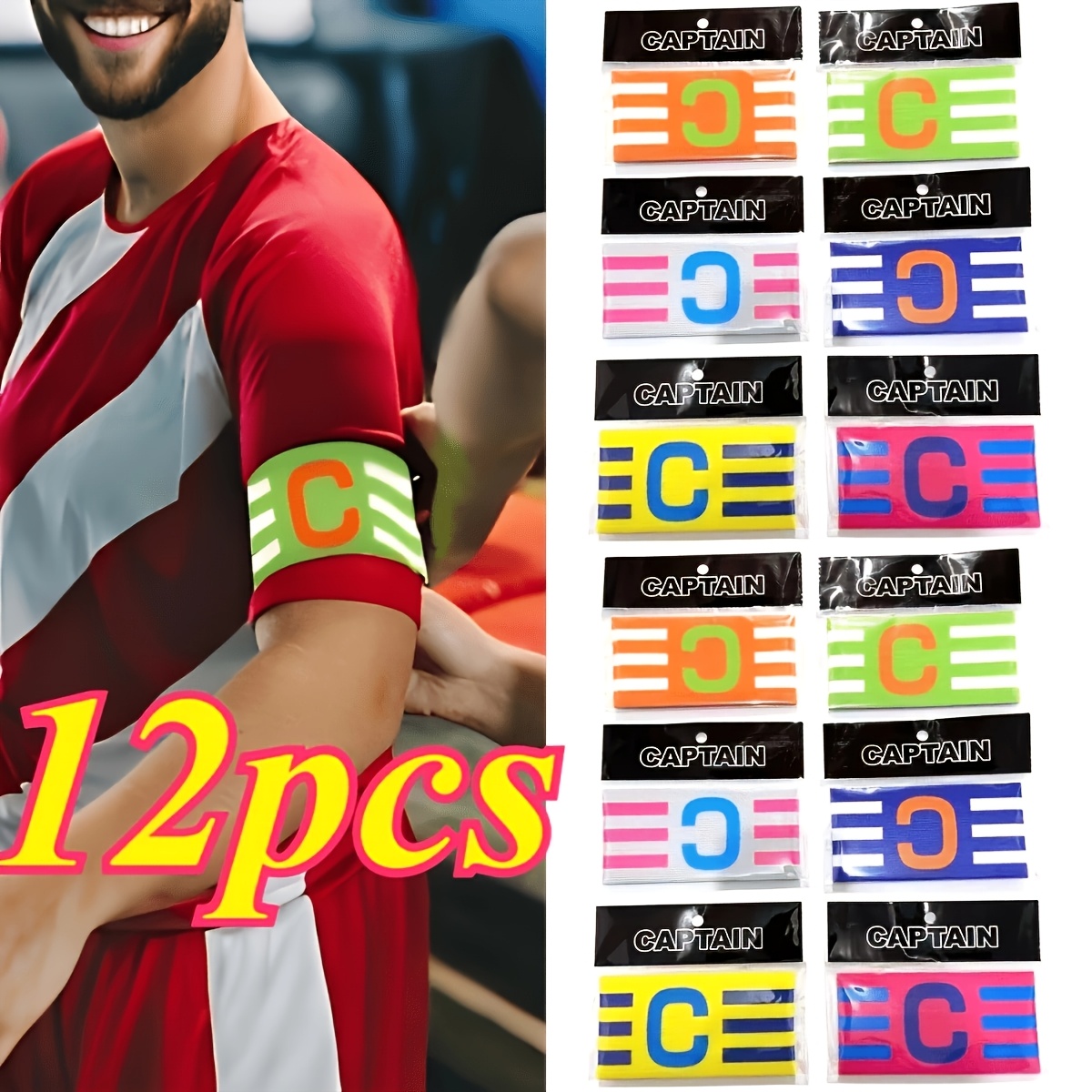 TEMU 12 piezas de suministros de entrenamiento, brazaletes de de equipo de fútbol, brazaletes multicolor, brazaletes de equipo para adultos con ,