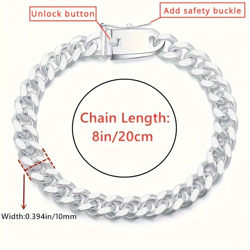 

1pc Fashionable Square Buckle Cuban Chain Bracelet For Men