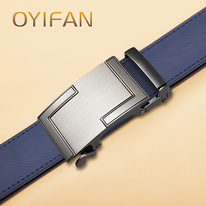 Oyifan Men's Belt Cowhide with Automatic Alloy Buckle for Daily Wear
