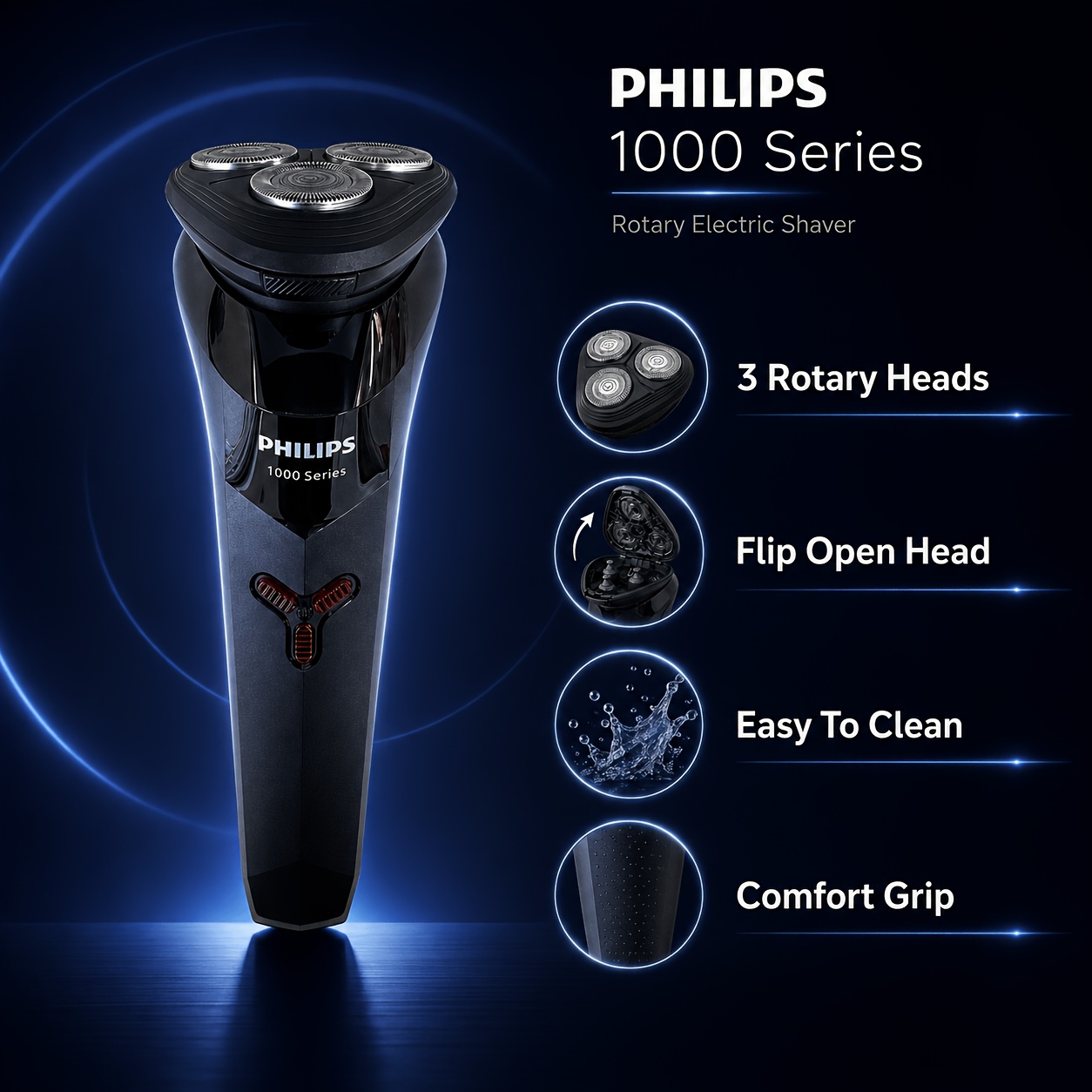   shaver series 1000 s1113   gift recommendation       shaving head waterproof self sharpening   3d floating shaving head   usb charging 1 hour full charge    