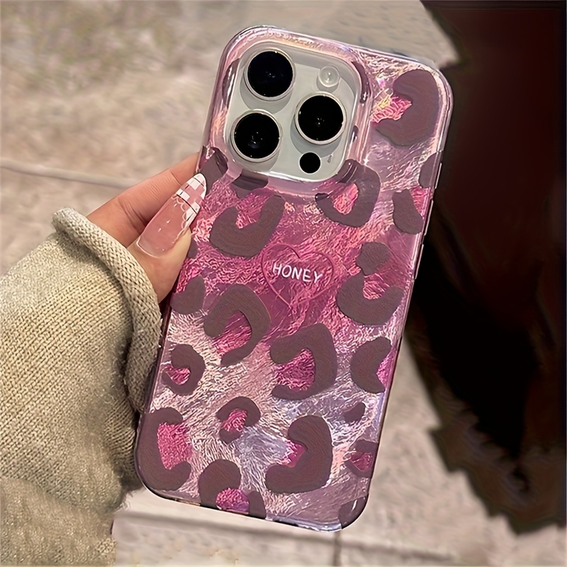 This Adorable Pink Leopard Print Phone Case Is Compatible with Various for iphone Models Including 16/15/14/13/12 Cases/11 Pro Max/Plus/X/8/7. It Makes a Popular Birthday Gift And Business Present, Being Durable, Stain-Resistant, And Fingerprint-Proof. The New Unisex Phone Case Features a Large Hole Vortex Design in Translucent White with Pink Leopard