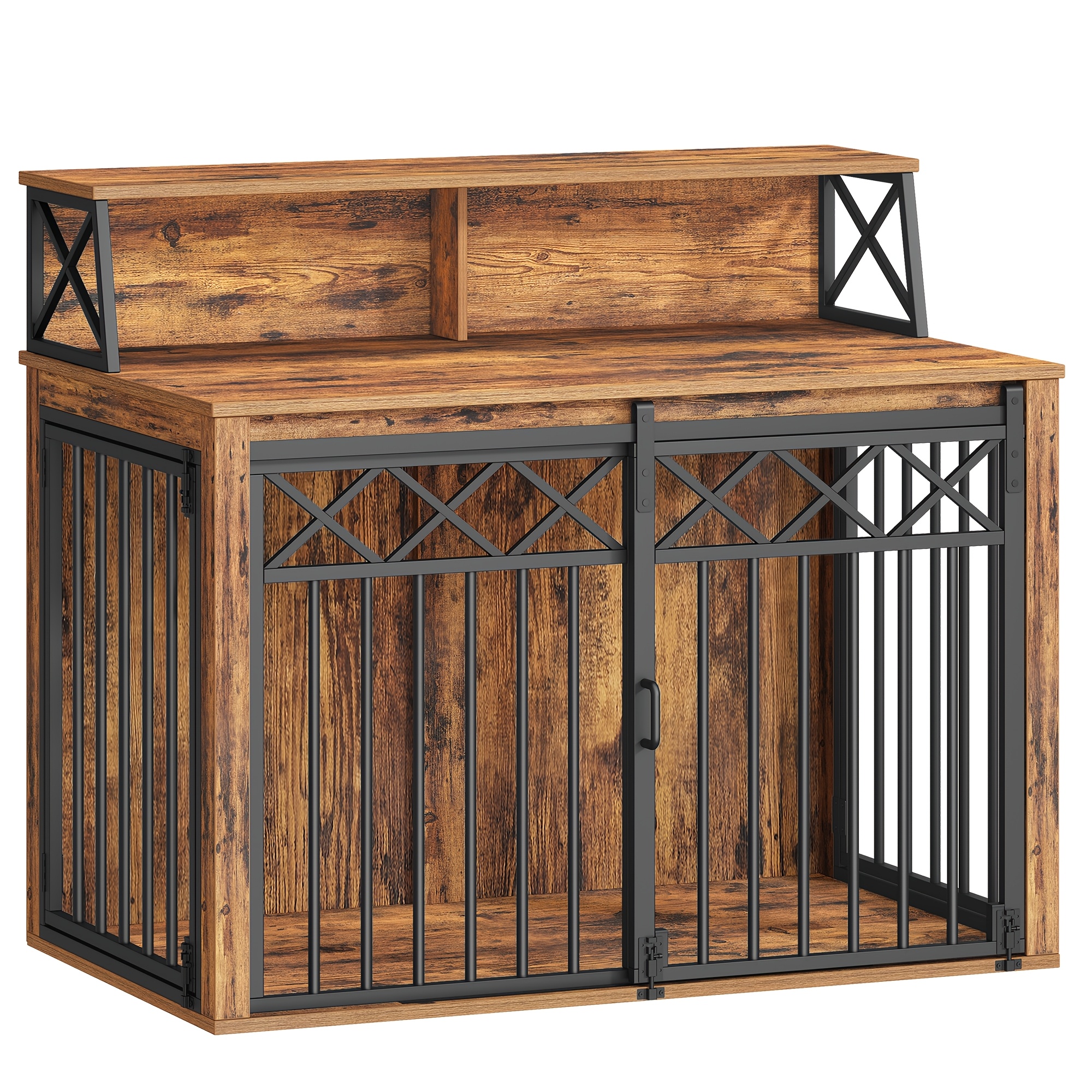 TEMU Cage pour Chien Meuble, Cage à Portes avec Étagère de Rangement, Maison pour Chien d'Intérieur, Table d'Appoint en Bois avec Porte de , Adaptée