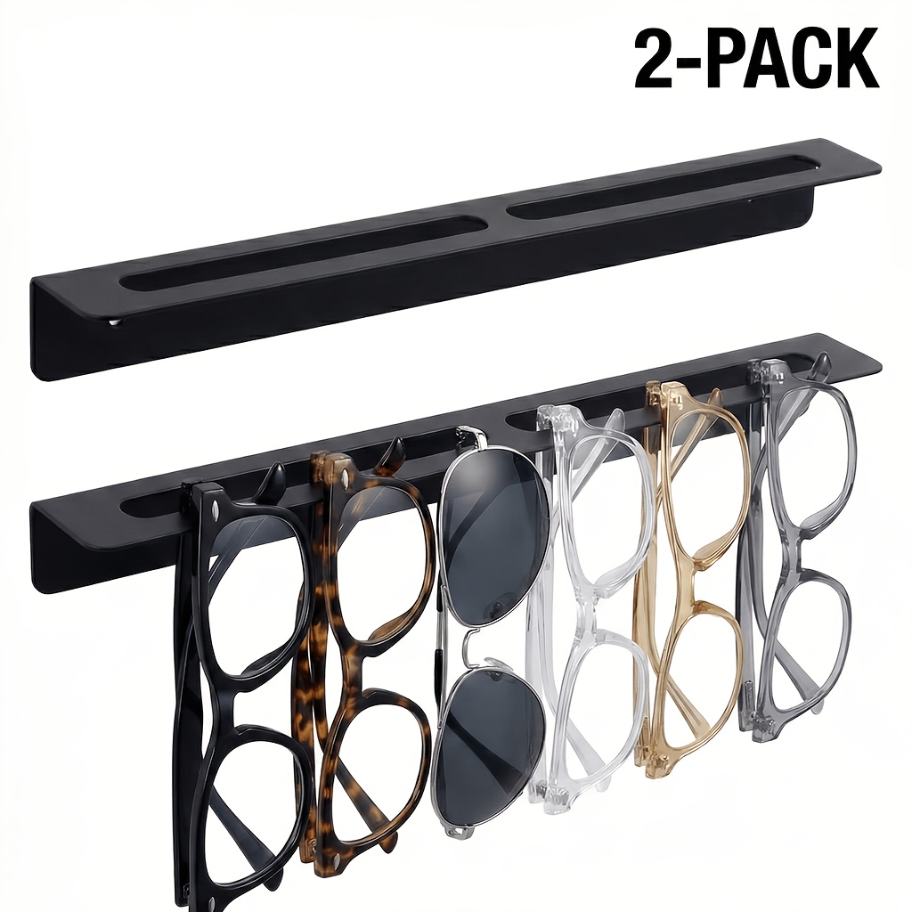 Image of [glasses Holder Rack] Heavy Duty Wall Mounted Glasses Organizer, Space- Eyewear Display Rack | Black Powder Coated For Entryway And Closet 1pc/ 2pcs