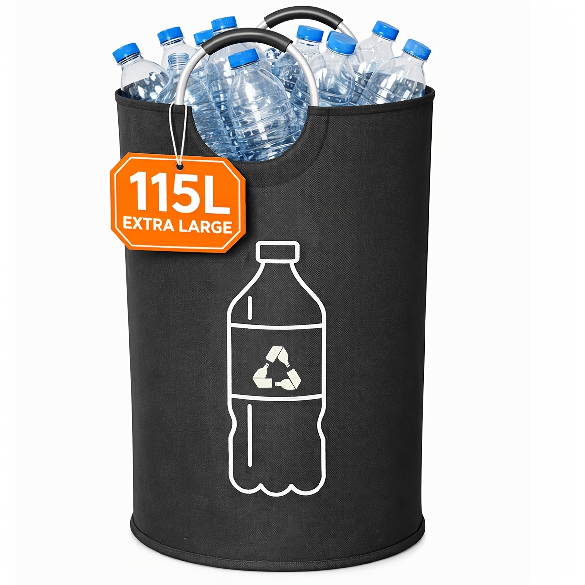 TEMU 115l Extra Large Foldable Recycling Bin - Cylindrical Design, Storage Basket For Plastic Bottles, Space-saving Organizer, Durable And Easy To