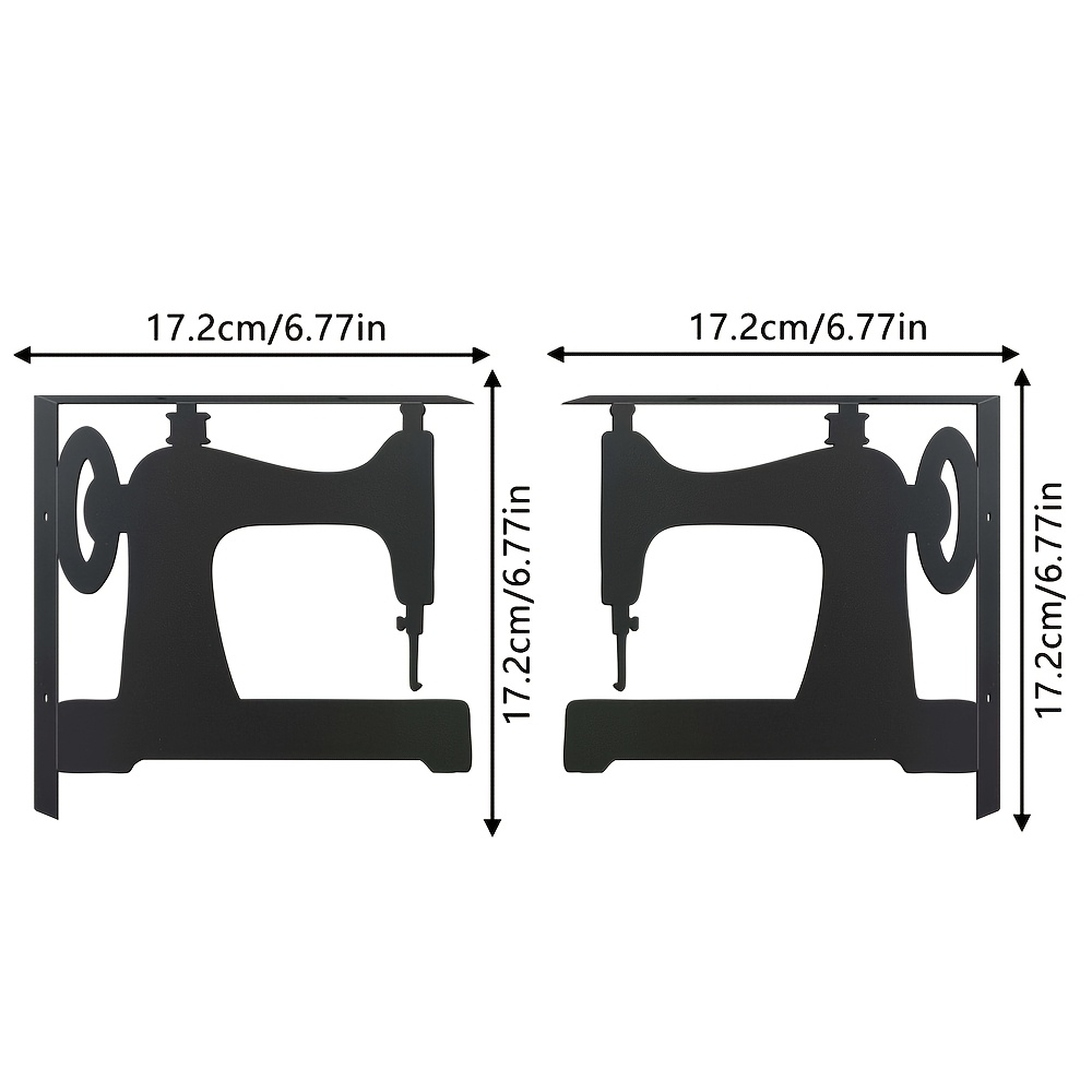 TEMU 2pcs Vintage Sewing Machine Metal Shelf With L-shaped Metal Bracket, Saving Space, Requires Wall Mounting (drilling Required), Suitable For
